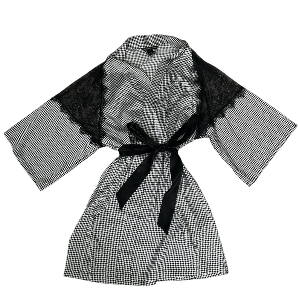 Victorias Secret Houndstooth Silky Lace Robe Size Small / Medium